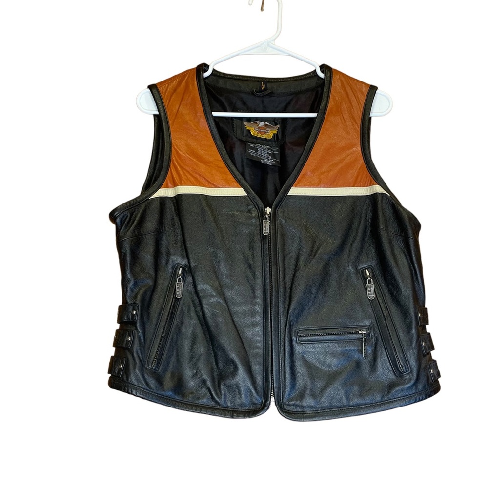 Harley-Davidson Black and Brown Leather Vest